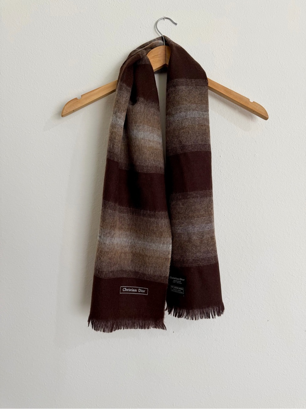 Vintage Dior Men's Brown Gradient Wool Scarf
